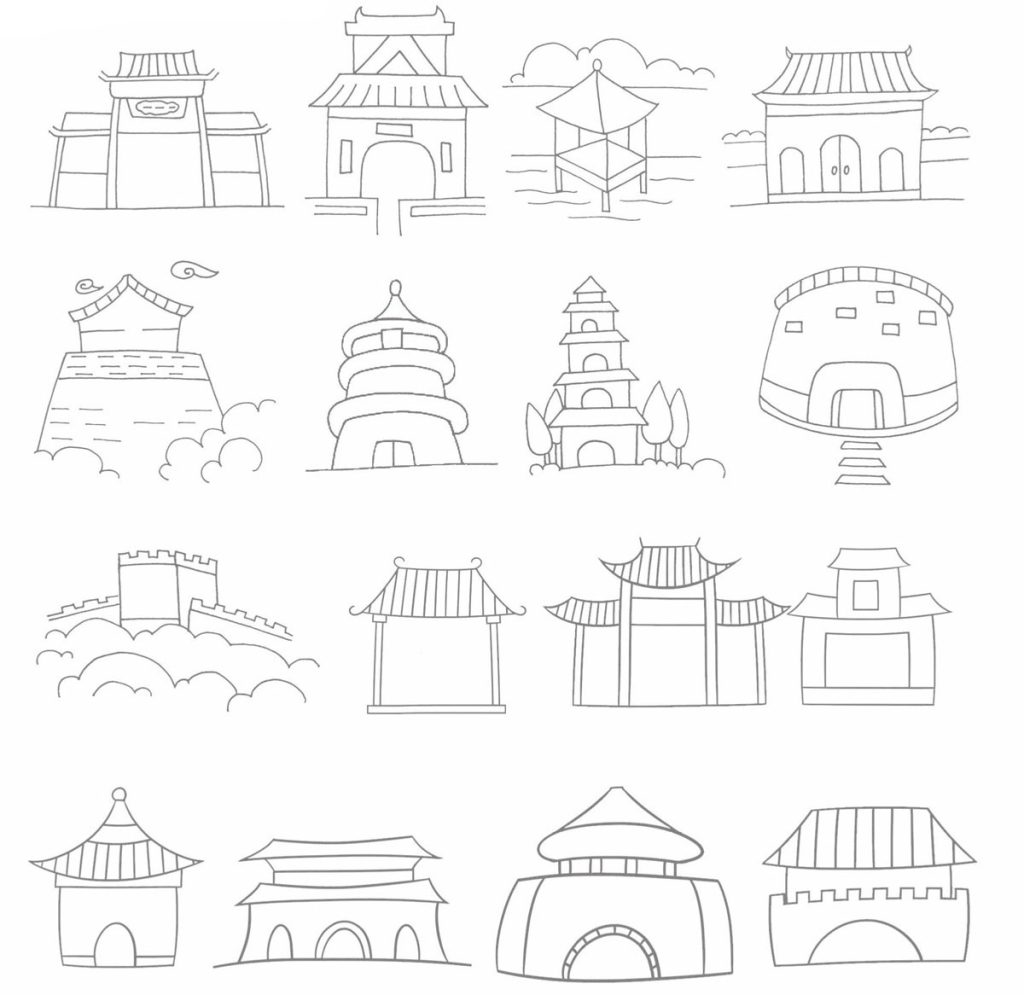 古代建筑简笔画