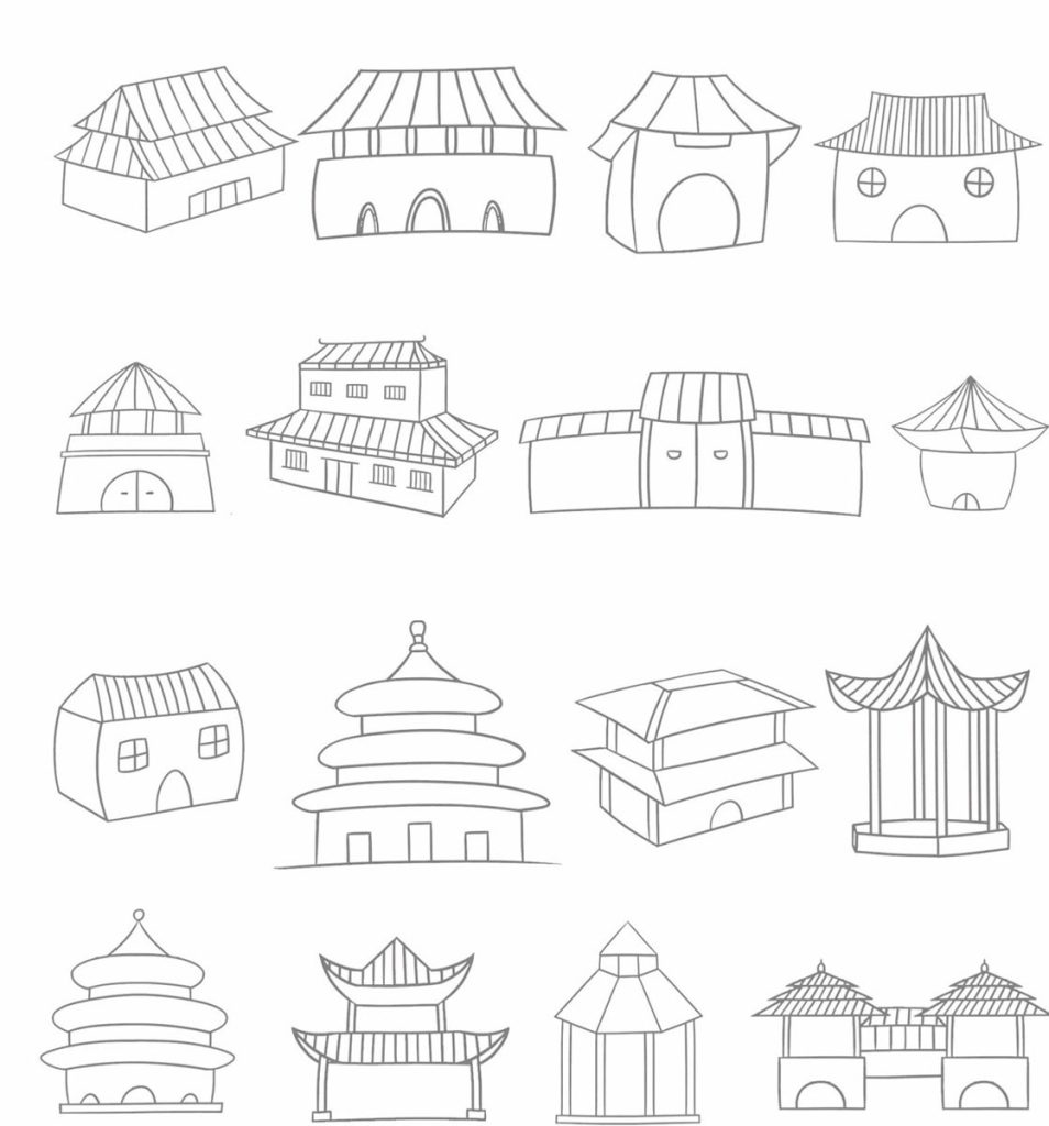 古代建筑简笔画