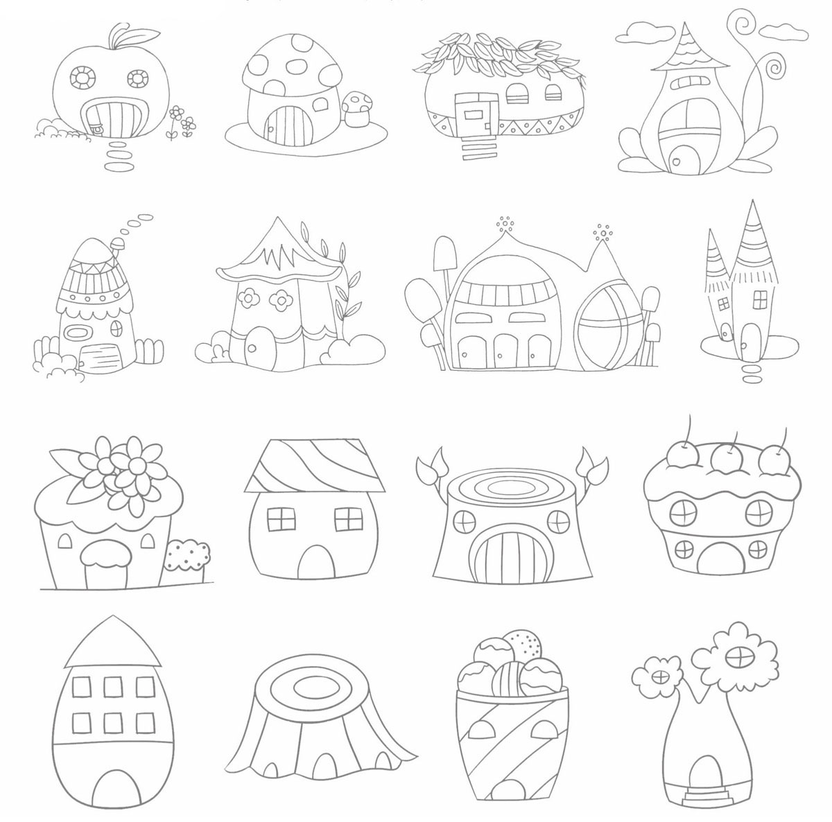 卡通房子简笔画