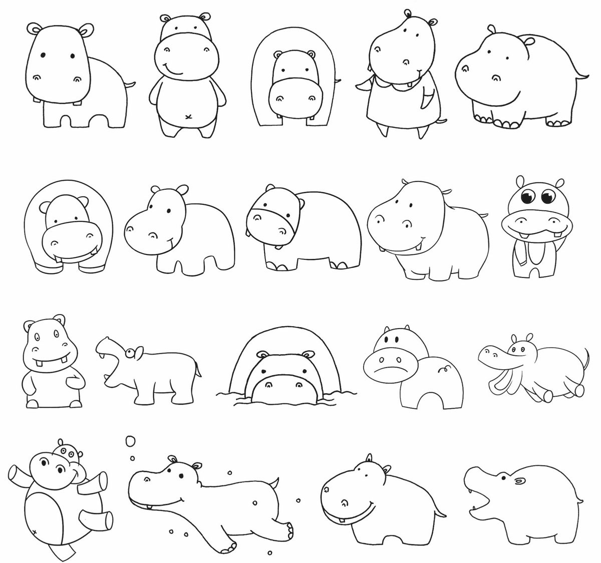 河马简笔画