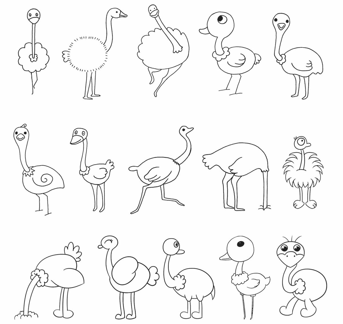 鸵鸟简笔画