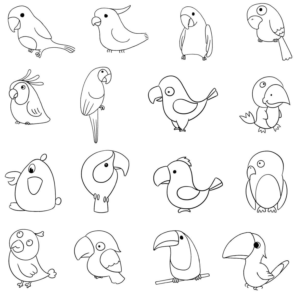 鹦鹉简笔画