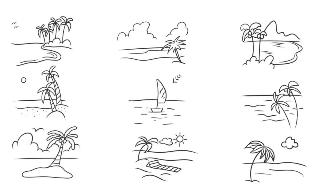 海滩简笔画