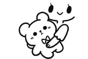抱着小熊的女孩简笔画