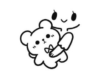 抱着小熊的女孩简笔画