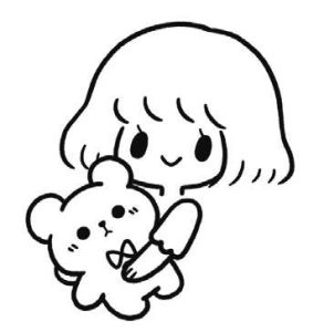 抱着小熊的女孩简笔画
