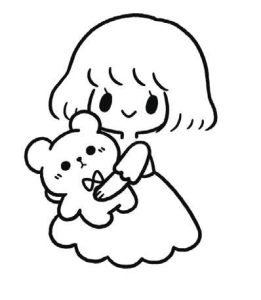 抱着小熊的女孩简笔画