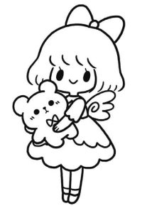 抱着小熊的女孩简笔画