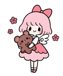抱着小熊的女孩简笔画