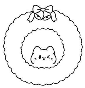 圣诞小猫花环简笔画