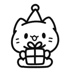 生日快乐小猫简笔画