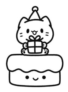 生日快乐小猫简笔画