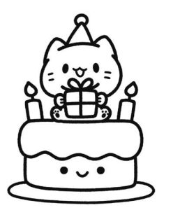 生日快乐小猫简笔画