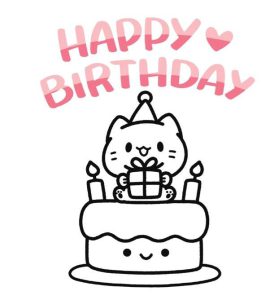 生日快乐小猫简笔画
