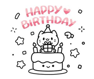 生日快乐小猫简笔画