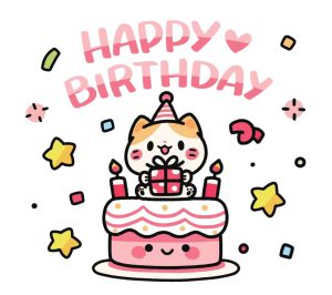 生日快乐小猫简笔画