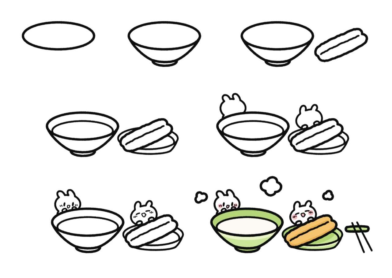 豆浆油条简笔画