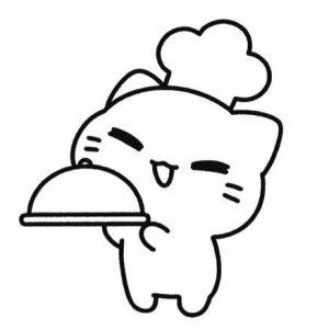 小猫厨师简笔画
