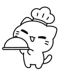 小猫厨师简笔画