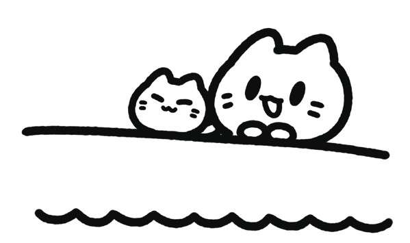 坐帆船的小猫简笔画