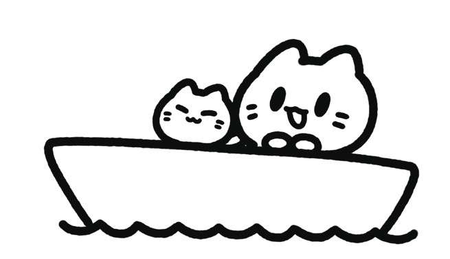 坐帆船的小猫简笔画