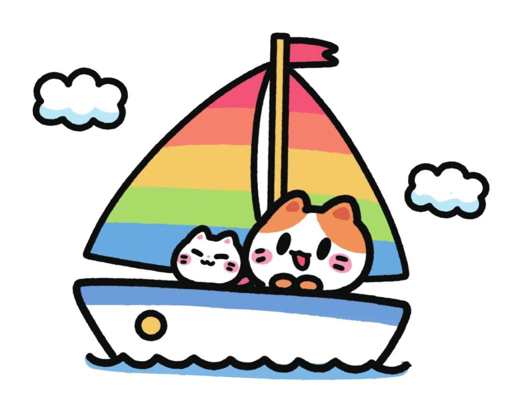 坐帆船的小猫简笔画