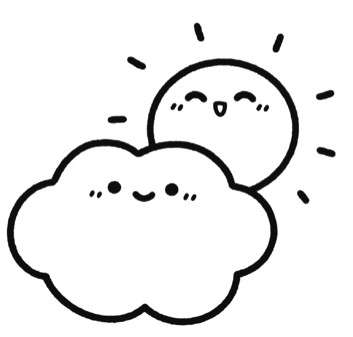 太阳云朵标签简笔画