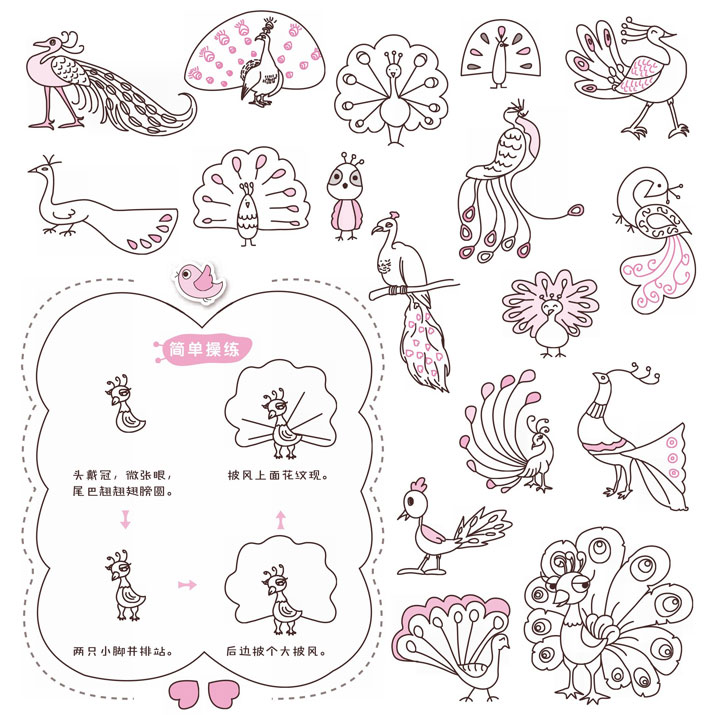 孔雀简笔画