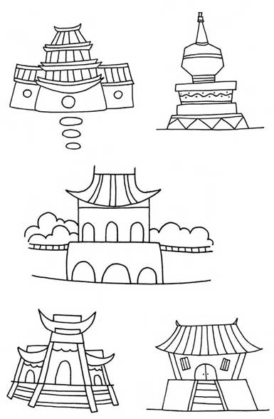 寺庙简笔画