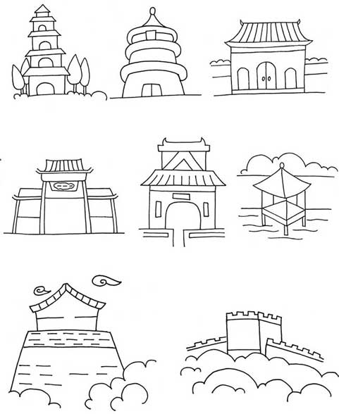 中国古代建筑简笔画