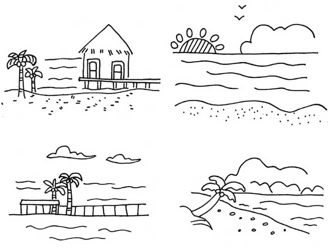 海边简笔画
