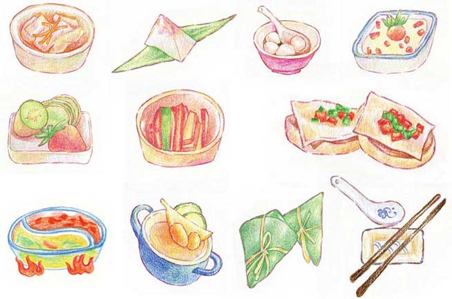 中餐简笔画