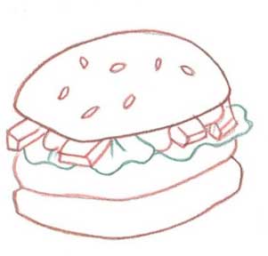 汉堡包简笔画
