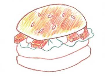 汉堡包简笔画