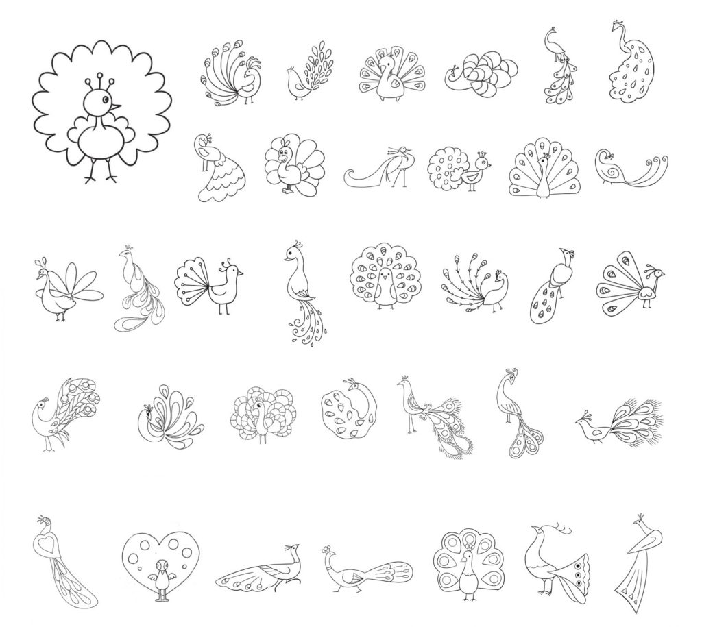 孔雀简笔画