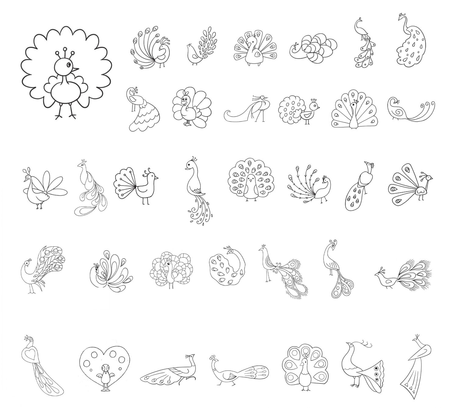 孔雀简笔画