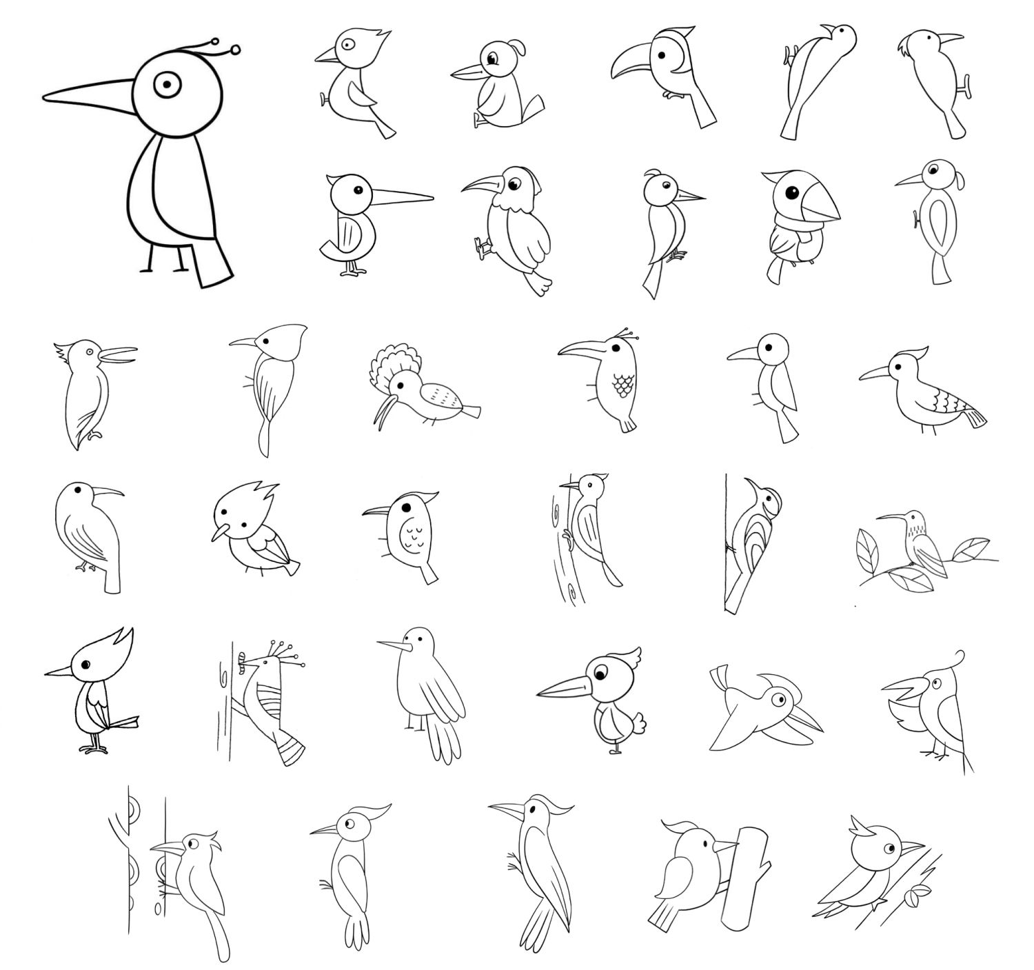 啄木鸟简笔画