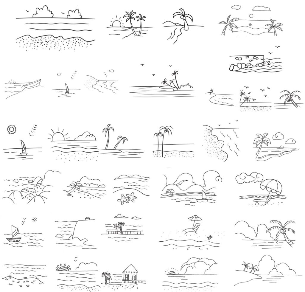 海边简笔画