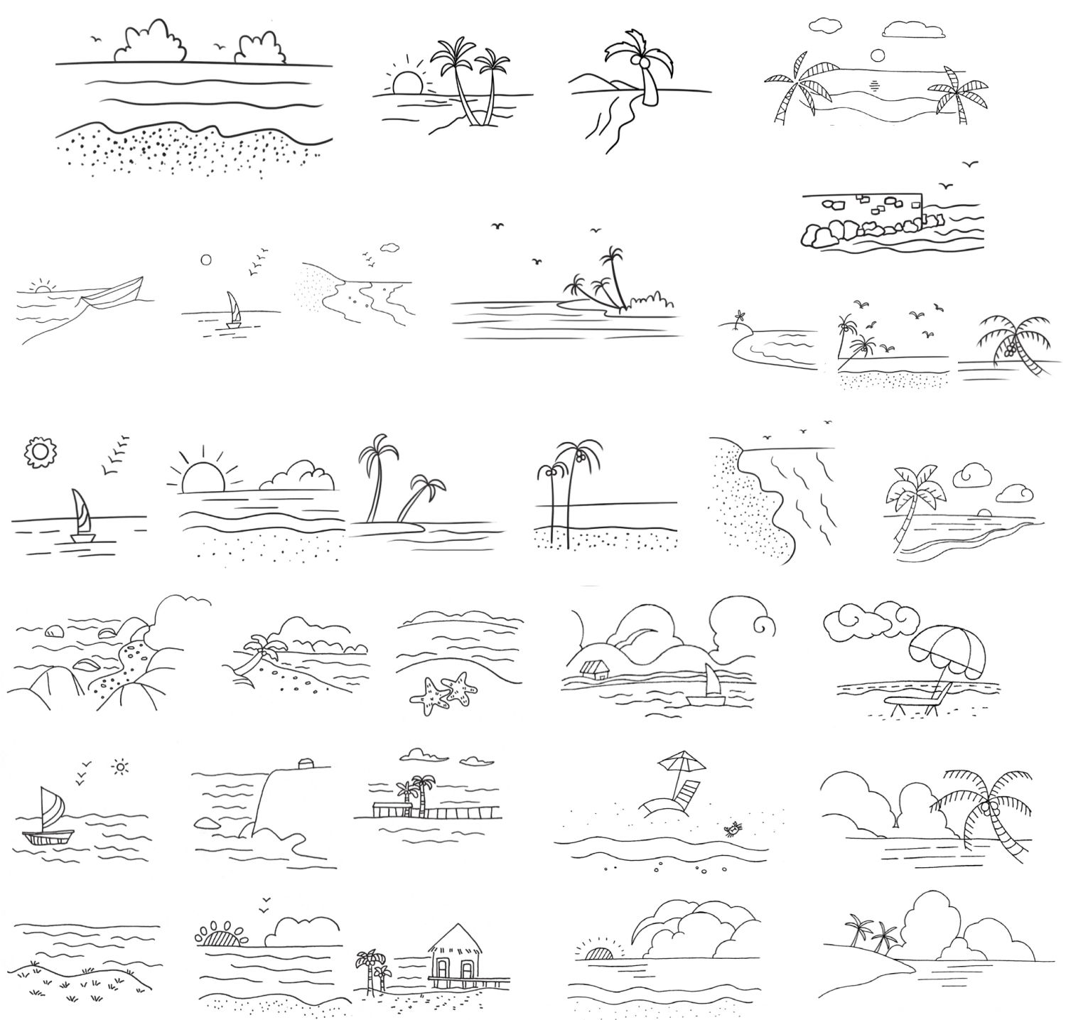 海边简笔画