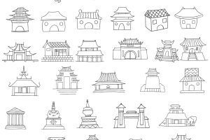 古代建筑简笔画