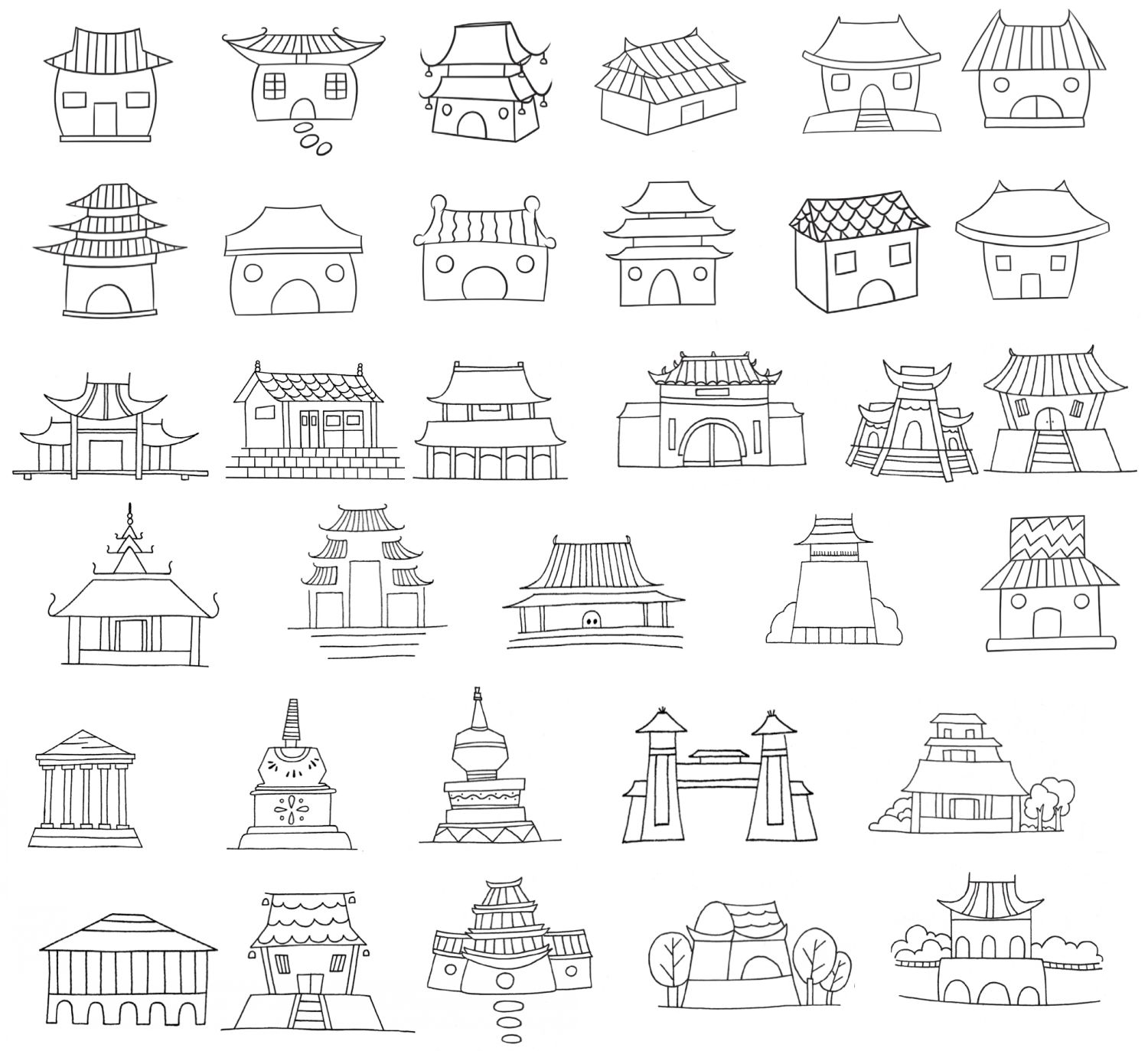 古代建筑简笔画