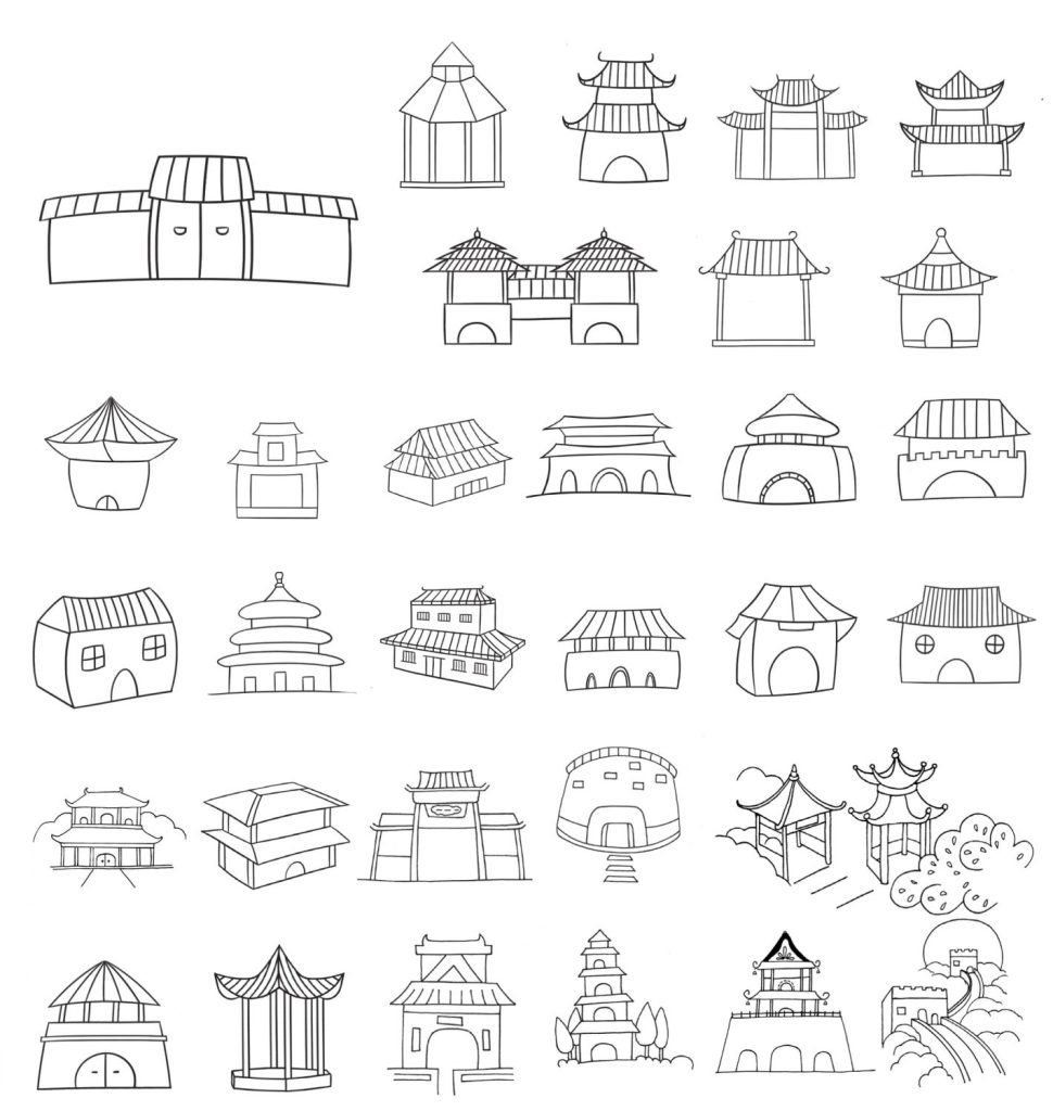 古代建筑简笔画