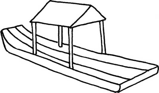 竹筏简笔画