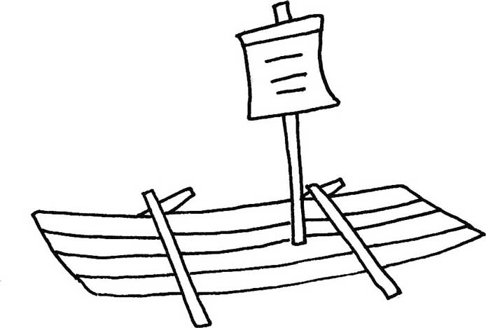 竹筏简笔画