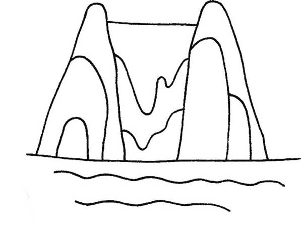 瀑布简笔画