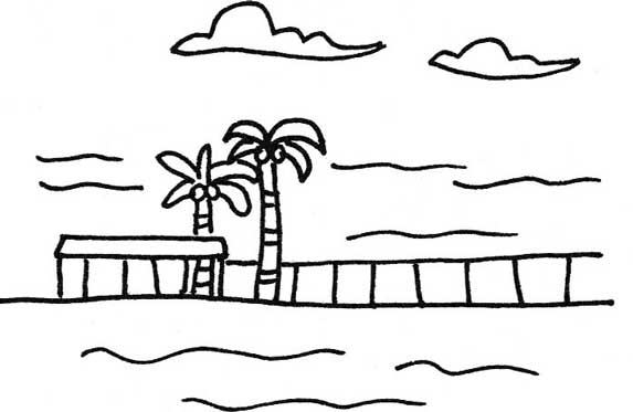 海边简笔画