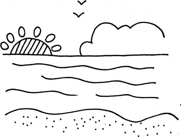 海边简笔画