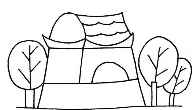 寺庙简笔画