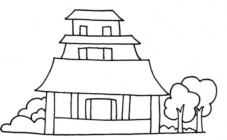寺庙简笔画