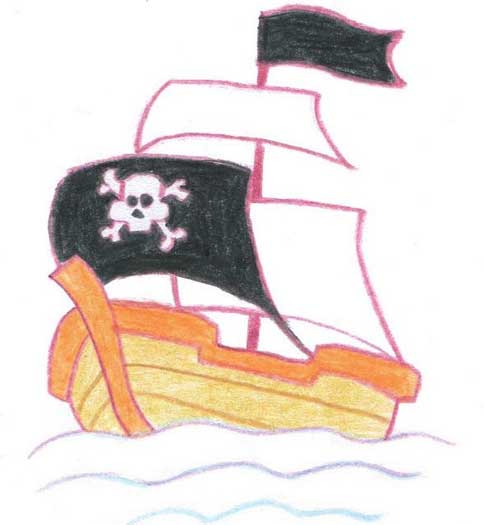 海盗船简笔画